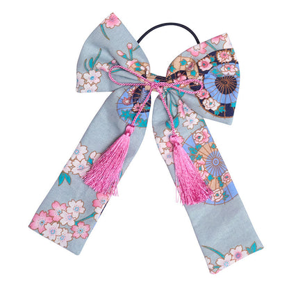 [New] コスプレ小物 ヘアアクセサリー 和柄 リボン 桜 薄紫/桜 水色/華 紺/華 紅 レディース フリーサイズ パープル/ブルー/ネイビー/レッド【クリアストーン】