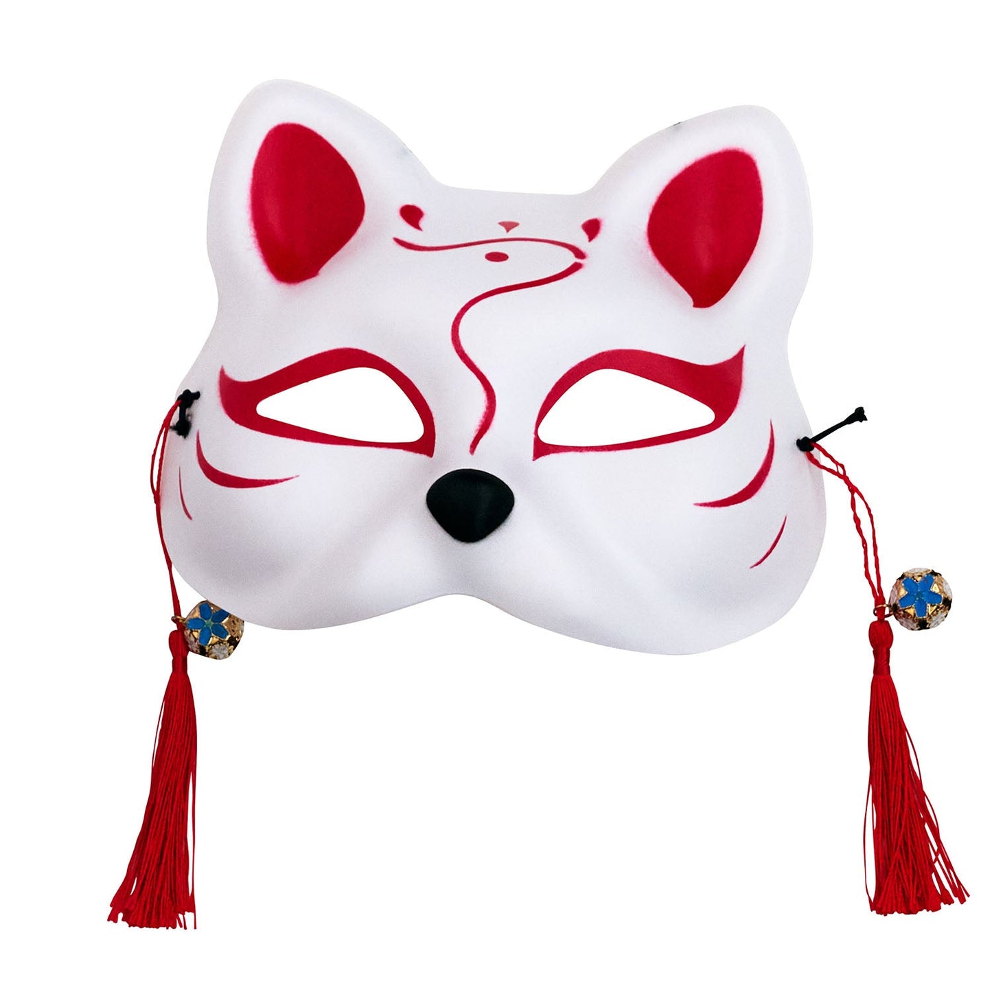 [New] コスプレ小物 ねこ お面 和風お面 ねこ半面 ユニセックス フリーサイズ ホワイト/ブラック 【クリアストーン】