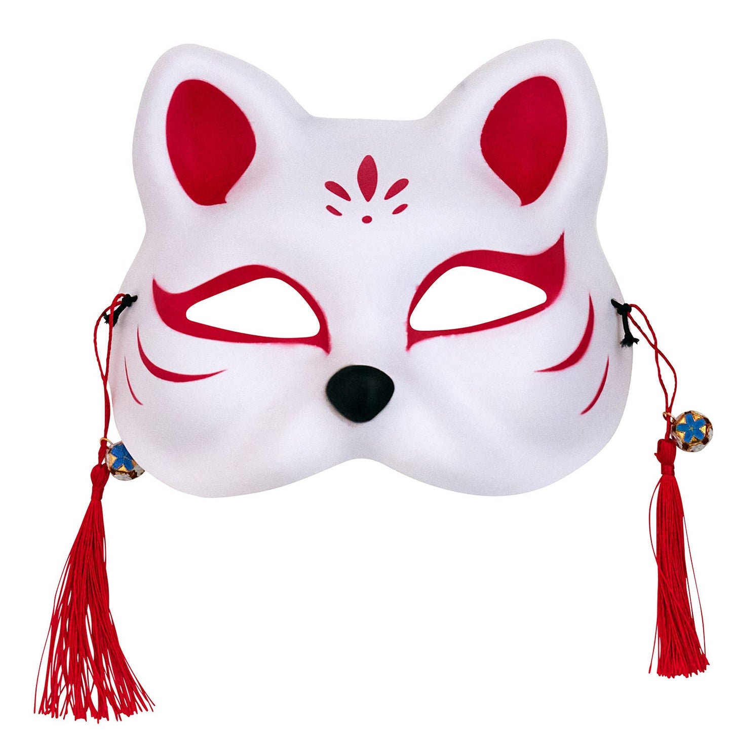 [New] コスプレ小物 ねこ お面 和風お面 ねこ半面 ユニセックス フリーサイズ ホワイト/ブラック 【クリアストーン】