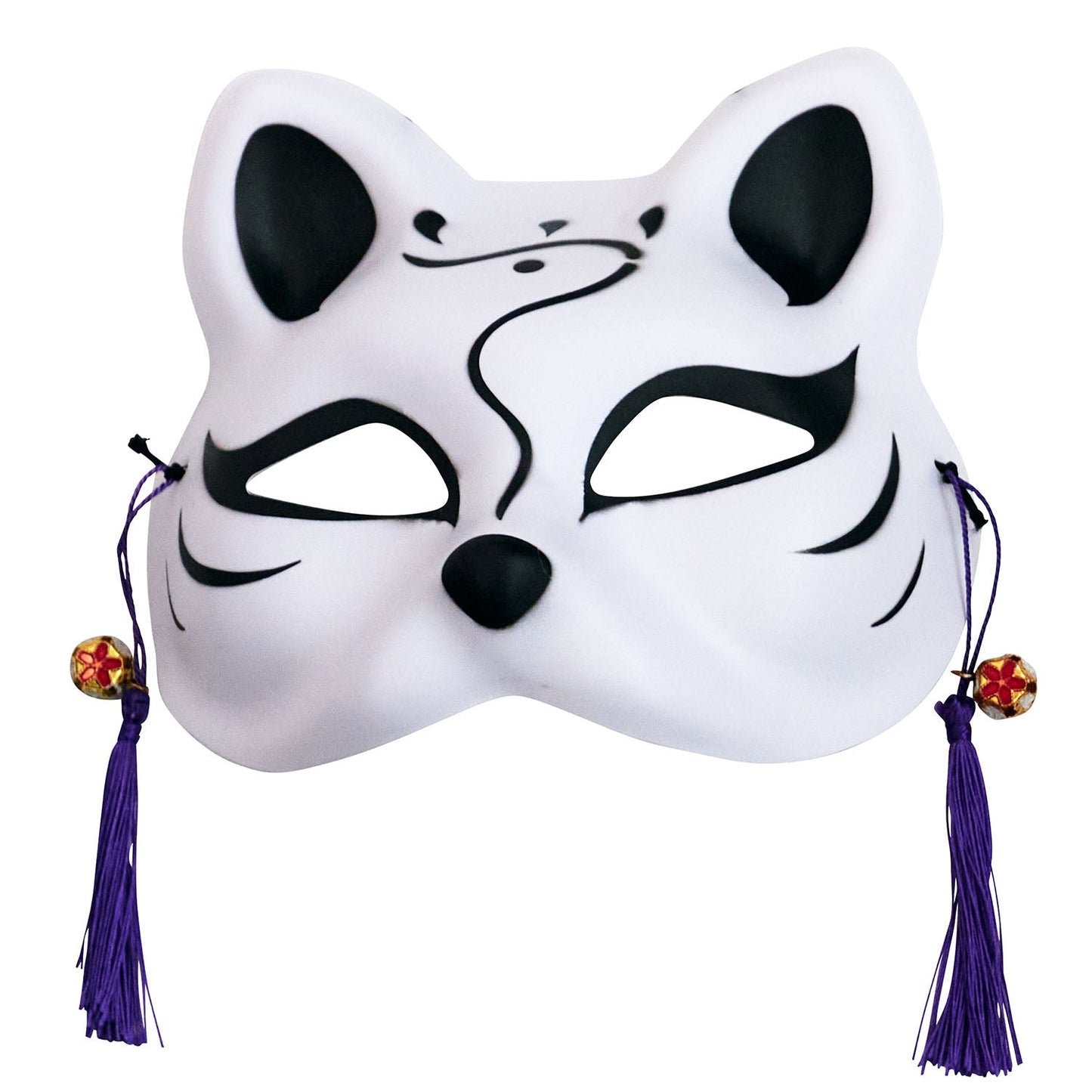 [New] コスプレ小物 ねこ お面 和風お面 ねこ半面 ユニセックス フリーサイズ ホワイト/ブラック 【クリアストーン】