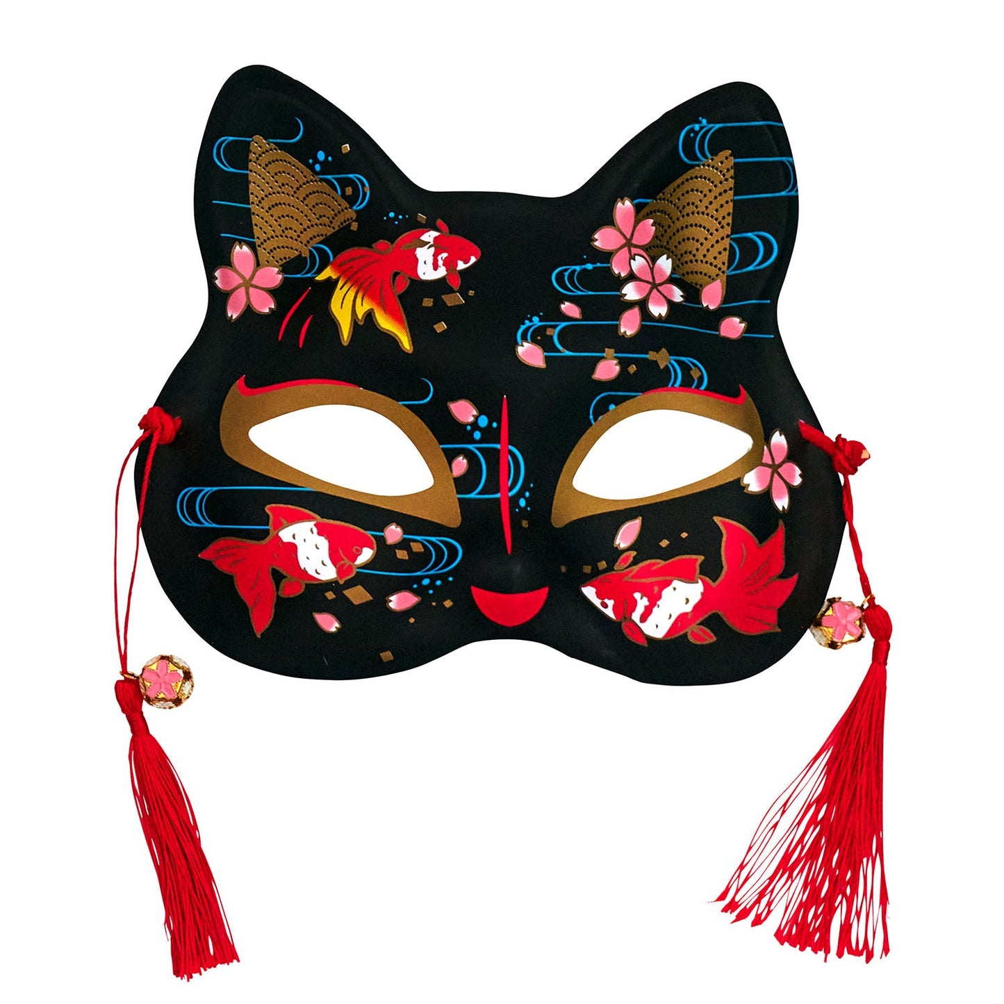 [New] コスプレ小物 ねこ お面 和風お面 ねこ半面 ユニセックス フリーサイズ ホワイト/ブラック 【クリアストーン】