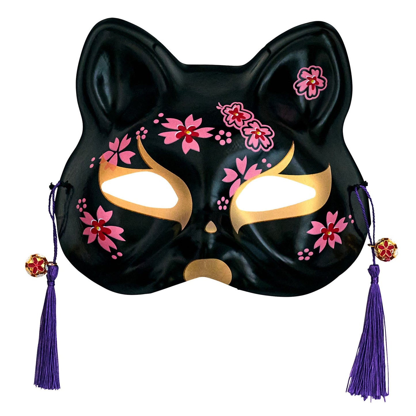 [New] コスプレ小物 ねこ お面 和風お面 ねこ半面 ユニセックス フリーサイズ ホワイト/ブラック 【クリアストーン】