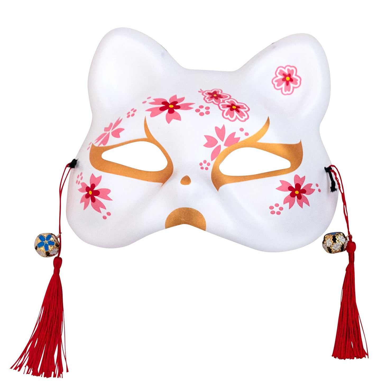 [New] コスプレ小物 ねこ お面 和風お面 ねこ半面 ユニセックス フリーサイズ ホワイト/ブラック 【クリアストーン】