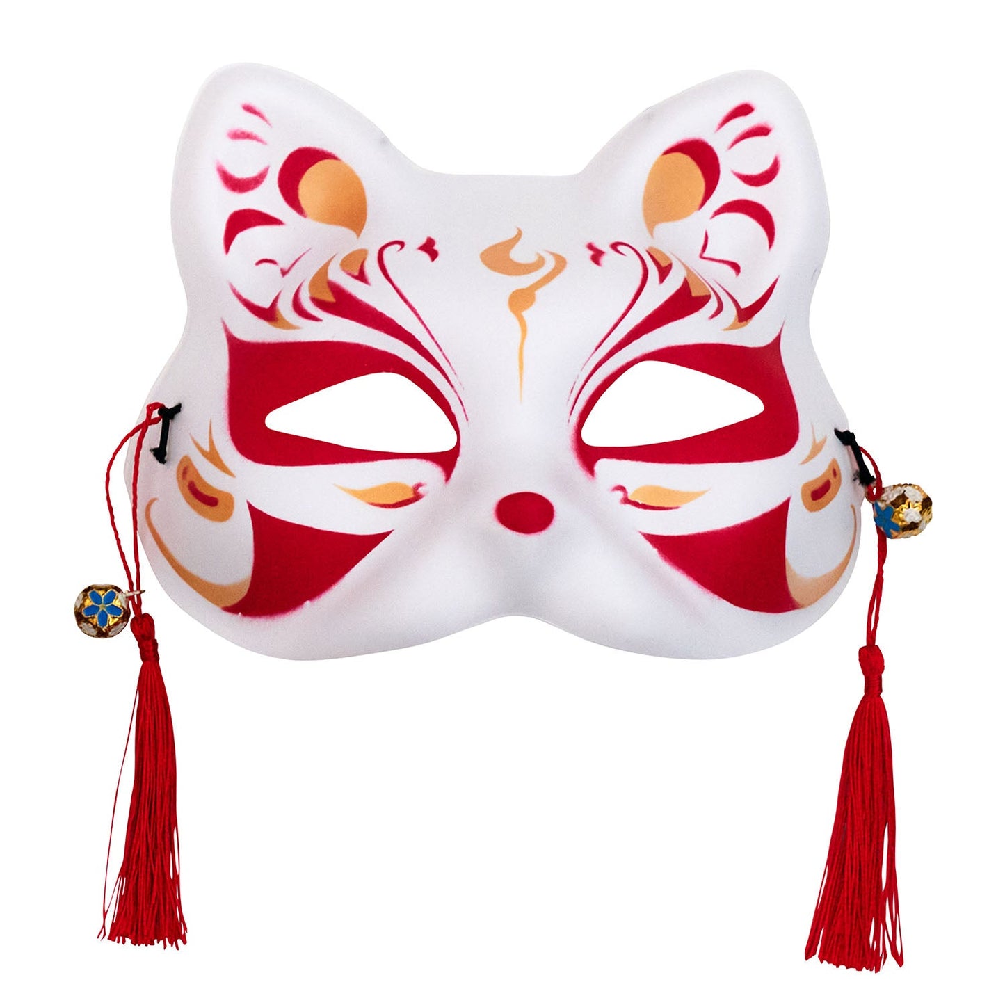 [New] コスプレ小物 ねこ お面 和風お面 ねこ半面 ユニセックス フリーサイズ ホワイト/ブラック 【クリアストーン】