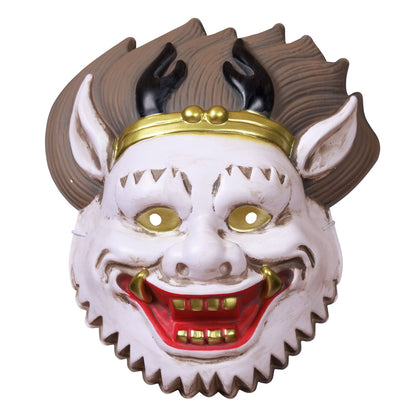 [New] コスプレ小物 強面 お面 和風お面 般若(白/赤)/風神/雷神/ピエロ般若/化け猫/提灯お化け ユニセックス フリーサイズ ホワイト/レッド/グリーン/オレンジ 【クリアストーン】