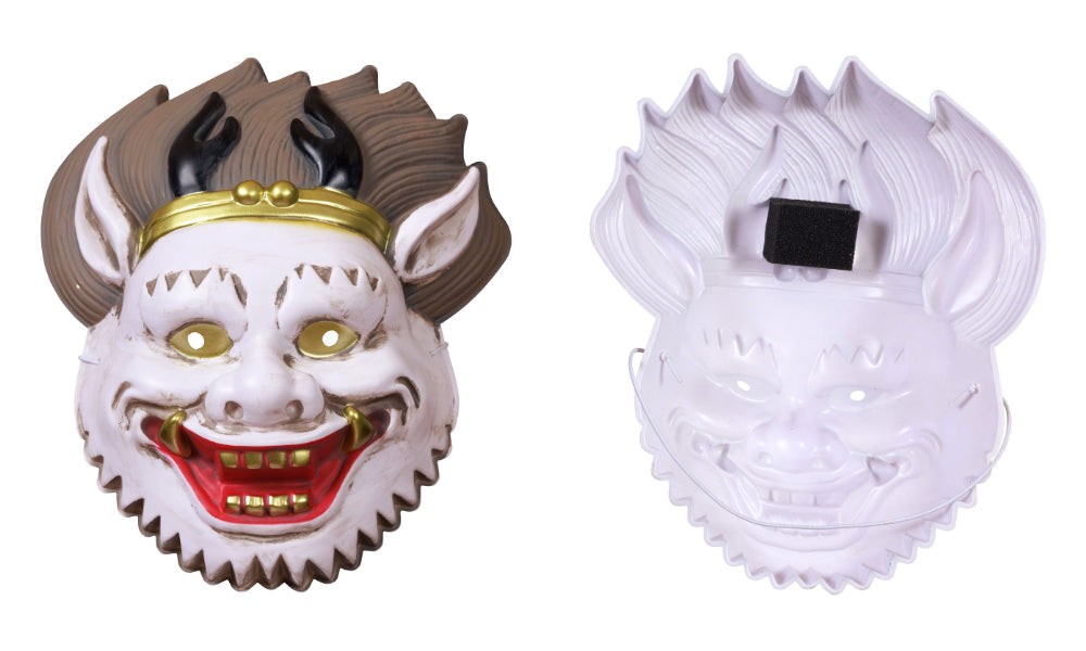 [New] コスプレ小物 強面 お面 和風お面 般若(白/赤)/風神/雷神/ピエロ般若/化け猫/提灯お化け ユニセックス フリーサイズ ホワイト/レッド/グリーン/オレンジ 【クリアストーン】