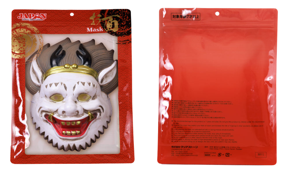 [New] コスプレ小物 強面 お面 和風お面 般若(白/赤)/風神/雷神/ピエロ般若/化け猫/提灯お化け ユニセックス フリーサイズ ホワイト/レッド/グリーン/オレンジ 【クリアストーン】