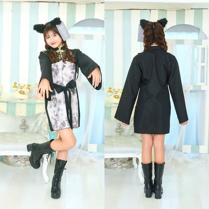 [NEW] コスプレ ジュニア こども オオカミ COSCHU! ウルフキョンシー 140～150cm ユニセックス ブラック 【クリアストーン】