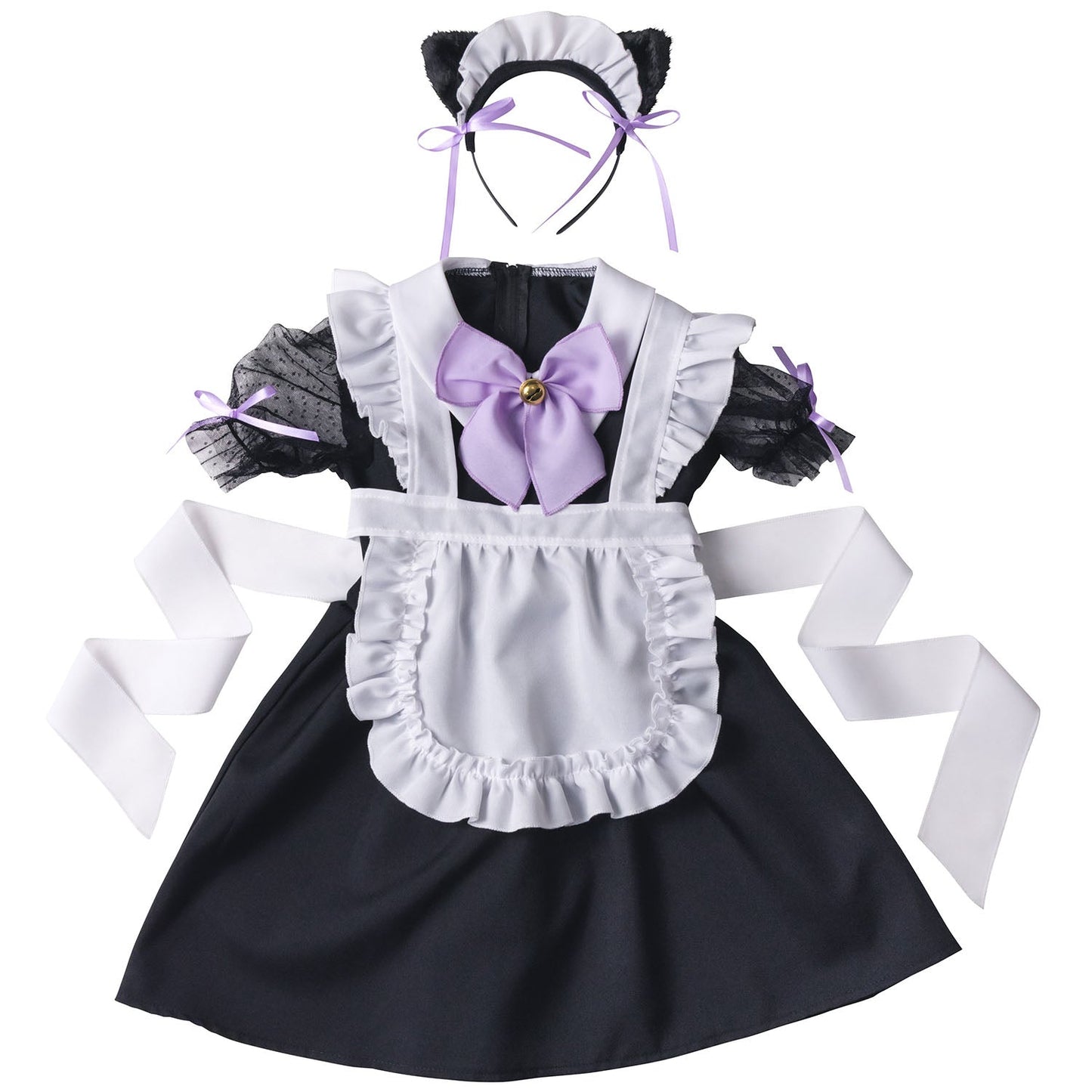 [New] コスプレ ハロウィン アニマル ねこ マオメイド キッズ 120cm/140㎝ ブラック【クリアストーン】