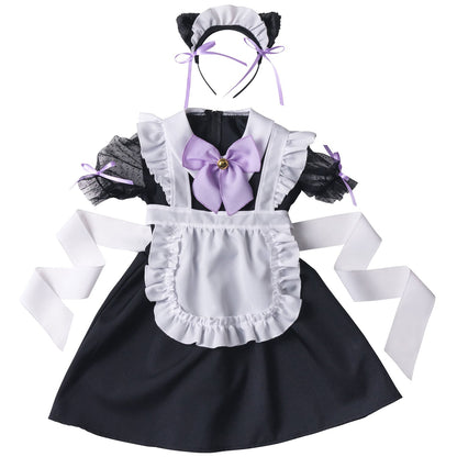[New] コスプレ ハロウィン アニマル ねこ マオメイド キッズ 120cm/140㎝ ブラック【クリアストーン】