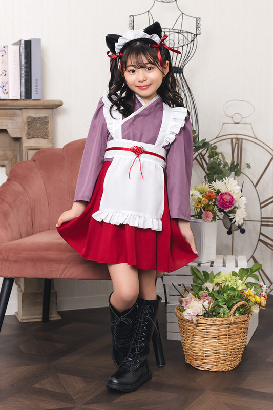 [New] コスプレ ハロウィン アニマル ねこ ハイカラメイド キッズ 120cm/140㎝ ブラック【クリアストーン】