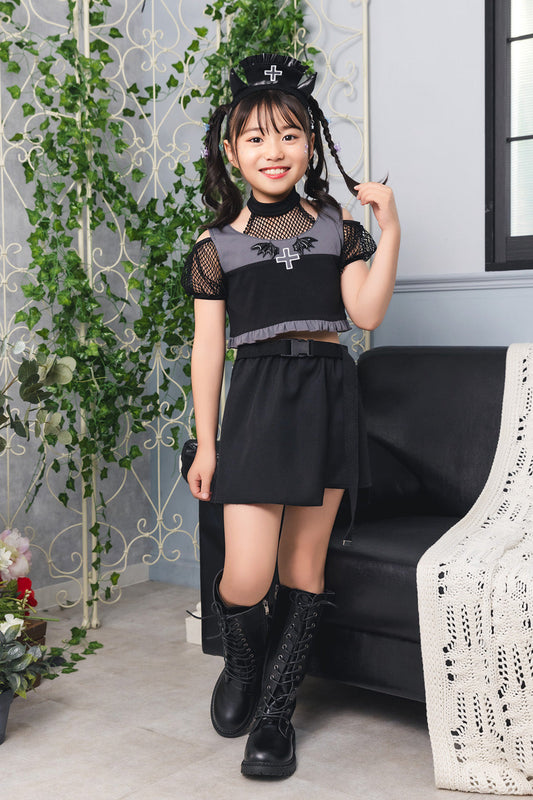 [New] コスプレ ハロウィン アニマル ねこ トキシックデビルナース キッズ 120cm/140㎝ ブラック【クリアストーン】