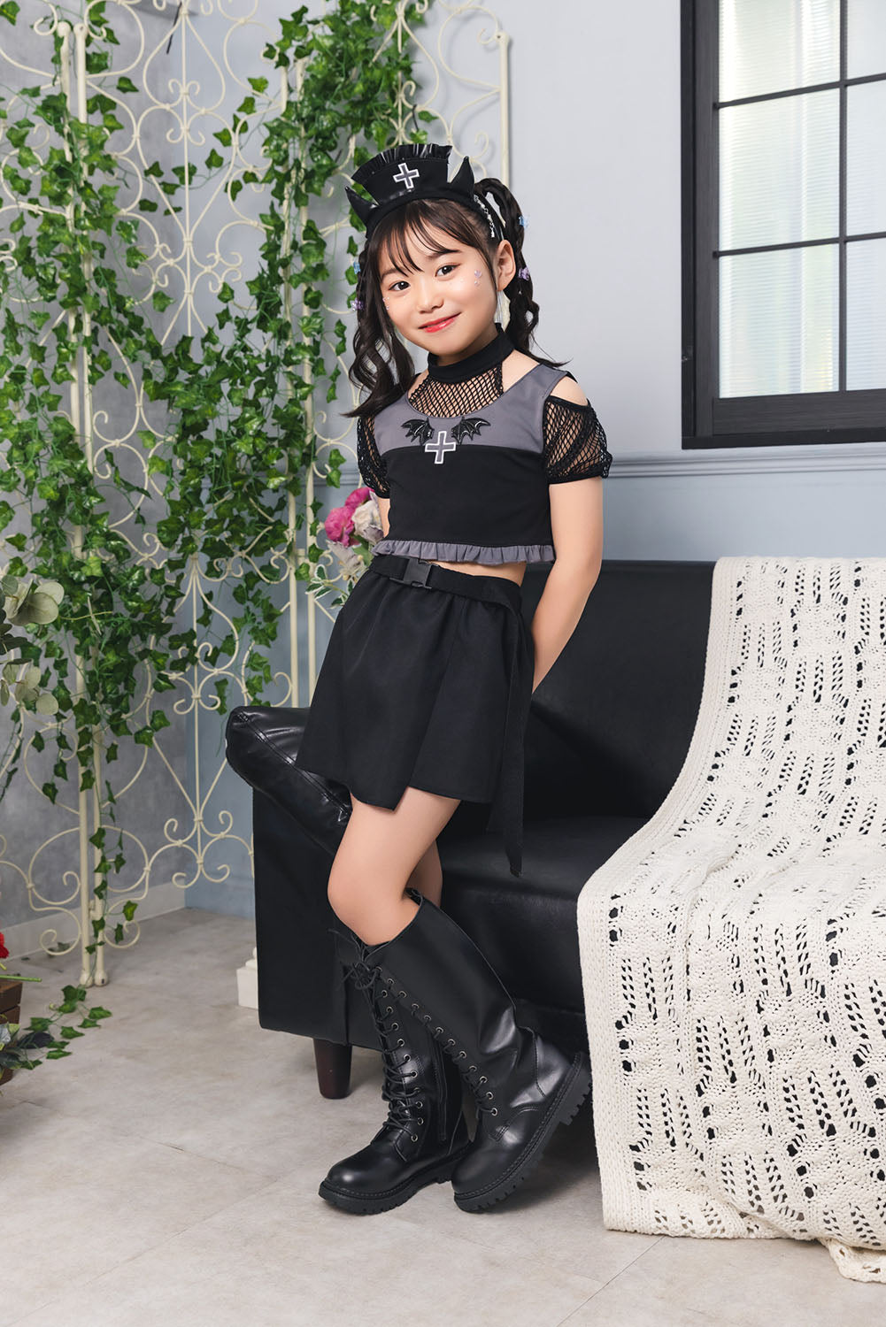 [New] コスプレ ハロウィン アニマル ねこ トキシックデビルナース キッズ 120cm/140㎝ ブラック【クリアストーン】