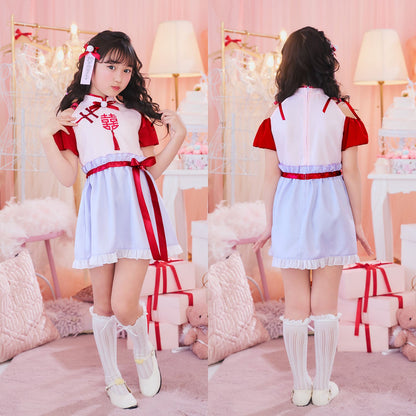 [New] コスプレ こども ハロウィン ミルキーチャイナ キッズ 120/140cm レッド 【クリアストーン】