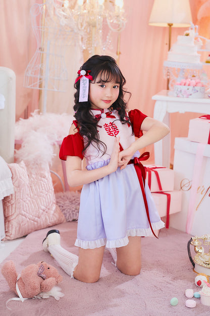 [New] コスプレ こども ハロウィン ミルキーチャイナ キッズ 120/140cm レッド 【クリアストーン】