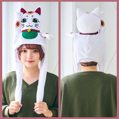 [New] コスプレ小物 ねこ パタパタハット 招き猫 ユニセックス フリーサイズ ホワイト【クリアストーン】