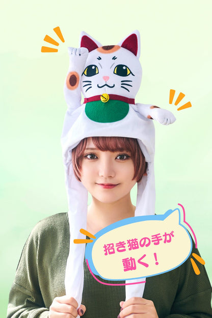 [New] コスプレ小物 ねこ パタパタハット 招き猫 ユニセックス フリーサイズ ホワイト【クリアストーン】